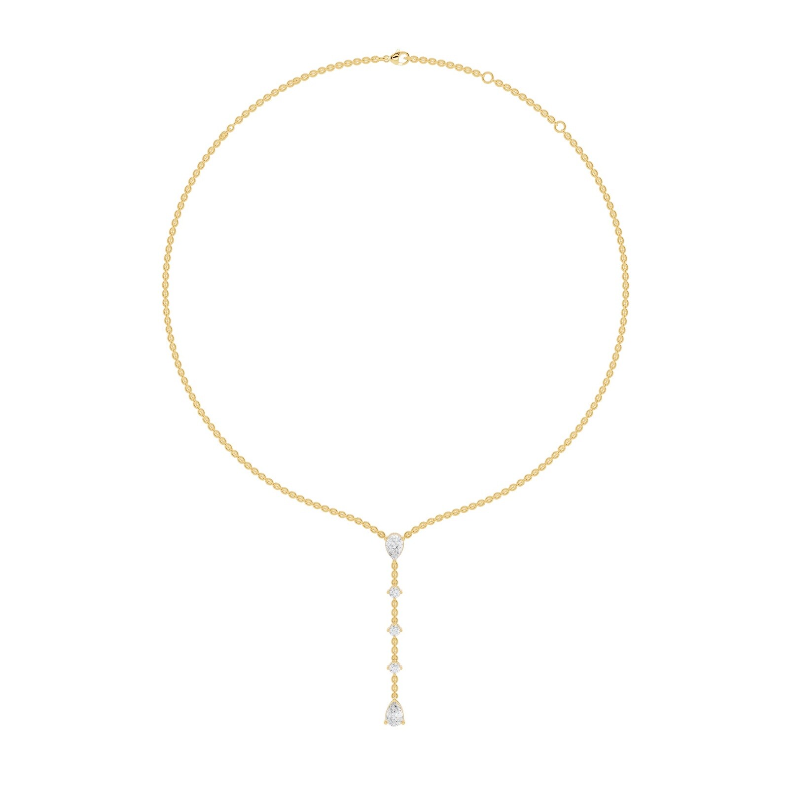 18K Yellow Gold 2.54cttw Lab Grown Diamond Lariat Necklace