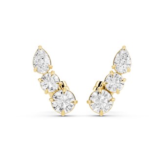  18K Yellow Gold 1.50cttw Pear & Round Lab Grown Diamond Stud Earrings