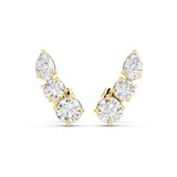 18K Yellow Gold 1.50cttw Pear & Round Lab Grown Diamond Stud Earrings