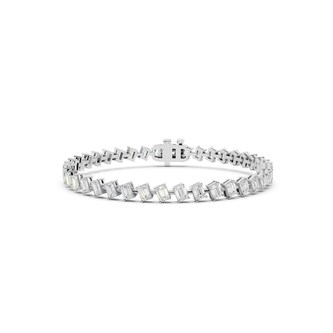  18K White Gold 6.00cttw Emerald Cut Lab Grown Diamond Tennis Bracelet
