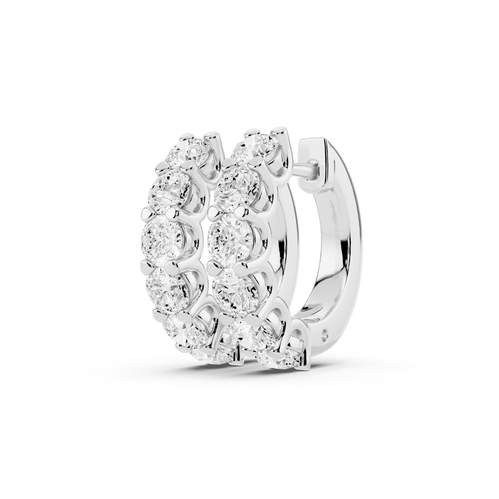18K White Gold 2.00cttw Round Brilliant Lab Grown Diamond Huggie Earrings