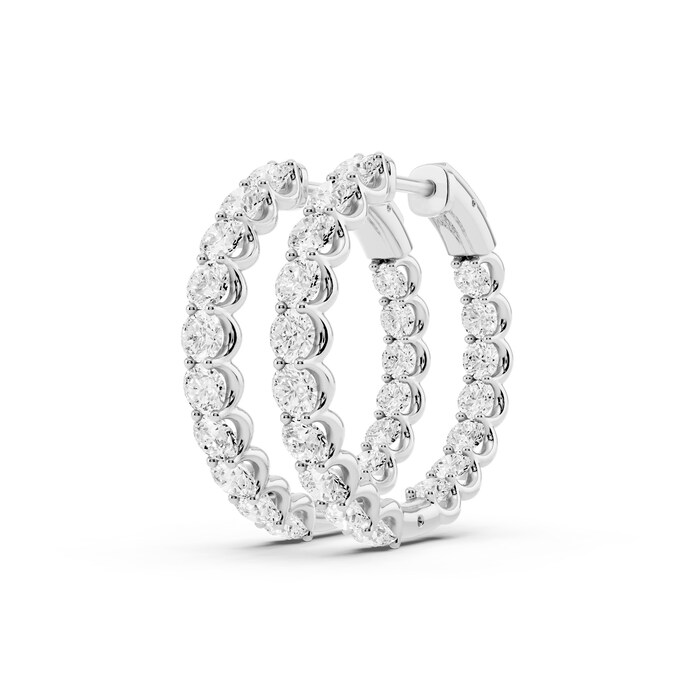 18K White Gold 3.53cttw Round Brilliant Lab Grown Diamond Huggie Earrings