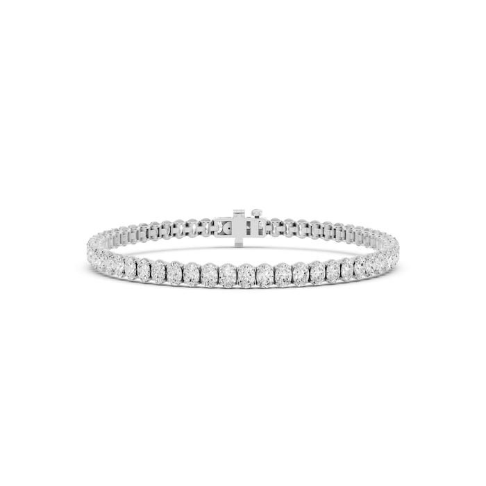 Mayors 18K White Gold 7.00cttw Lab Grown Diamond Oval Cut Tennis Bracelet