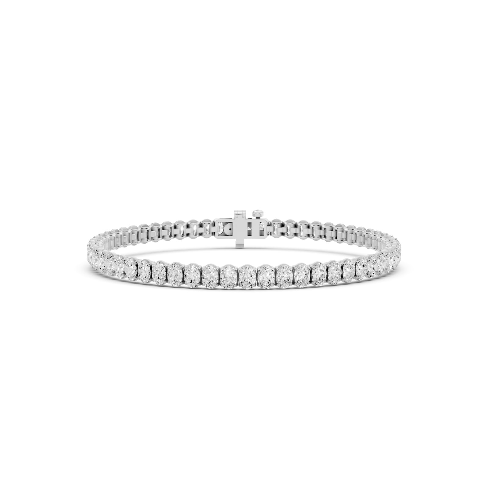 Mayors 18K White Gold 7.00cttw Lab Grown Diamond Oval Cut Tennis Bracelet