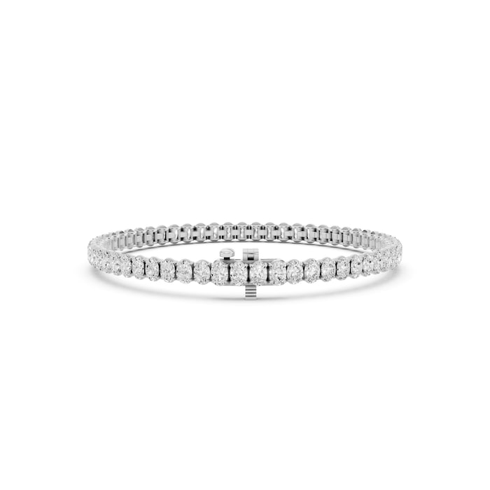 Mayors 18K White Gold 7.00cttw Lab Grown Diamond Oval Cut Tennis Bracelet