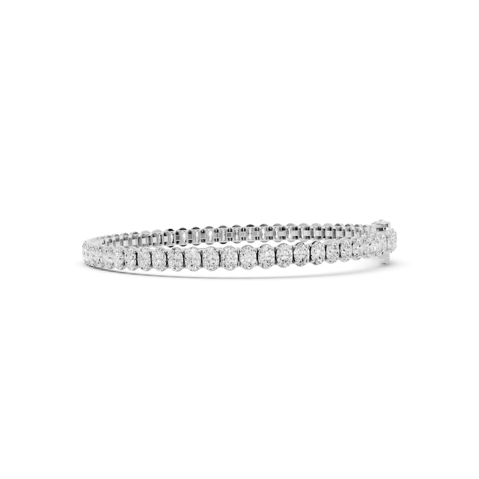 Mayors 18K White Gold 7.00cttw Lab Grown Diamond Oval Cut Tennis Bracelet
