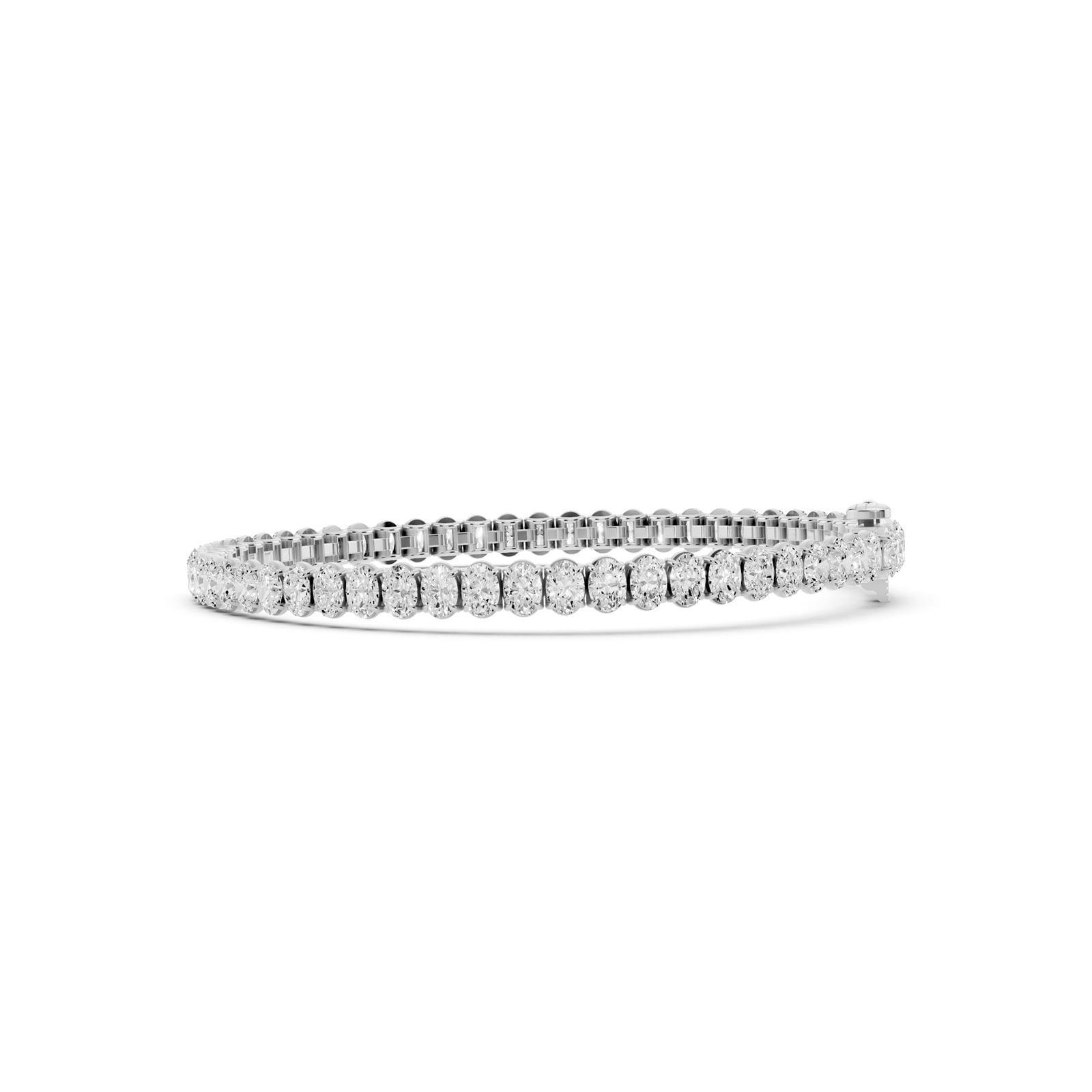 Mayors 18K White Gold 7.00cttw Lab Grown Diamond Oval Cut Tennis Bracelet