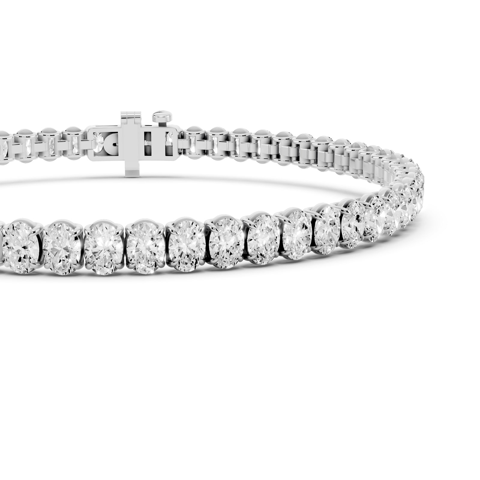 Mayors 18K White Gold 7.00cttw Lab Grown Diamond Oval Cut Tennis Bracelet