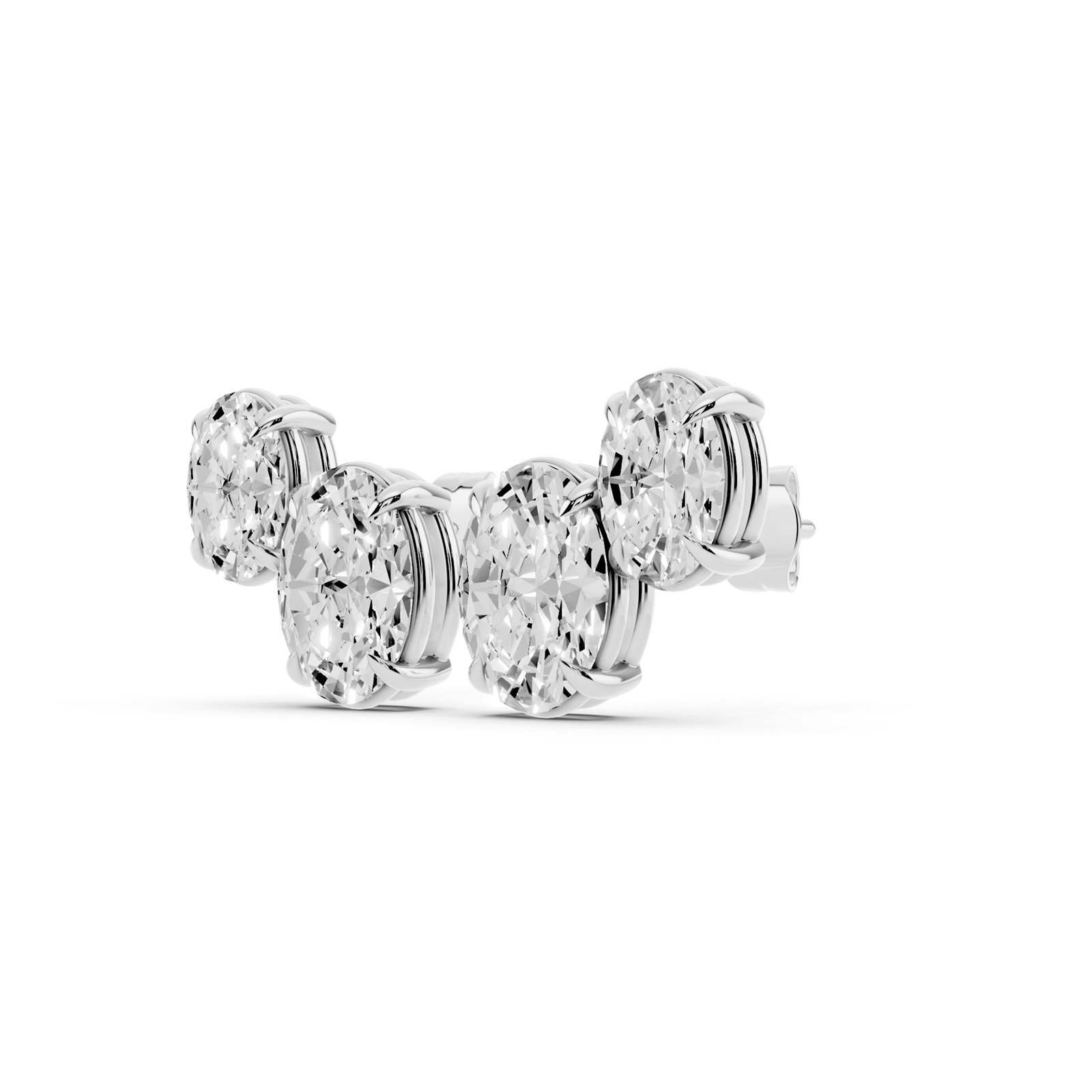 Mayors Platinum 3.80cttw Lab Grown Diamond Double Oval Cut Stud Earrings