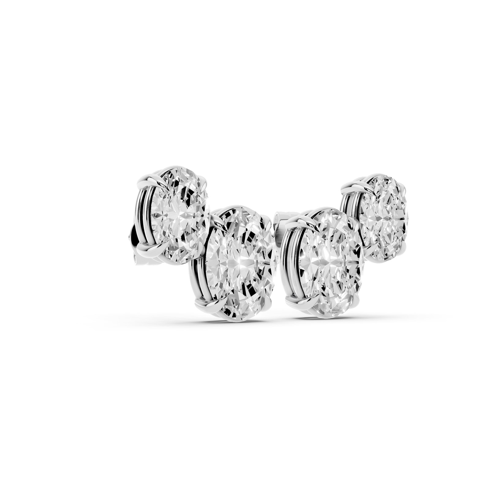 Mayors Platinum 3.80cttw Lab Grown Diamond Double Oval Cut Stud Earrings