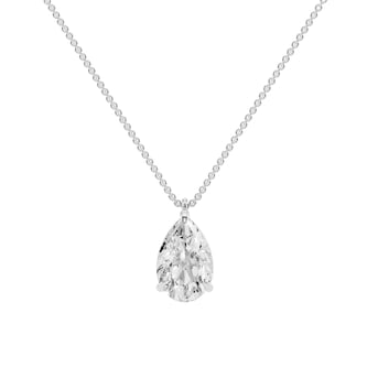 Mayors 18K White Gold 3.00cttw Lab Grown Diamond Pear Cut Solitaire Pendant Necklace