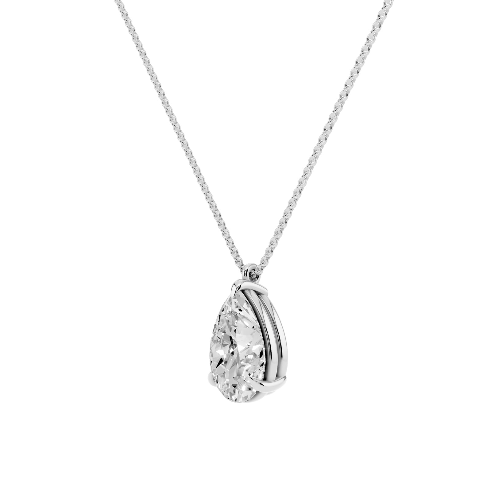 Mayors 18K White Gold 3.00cttw Lab Grown Diamond Pear Cut Solitaire Pendant Necklace