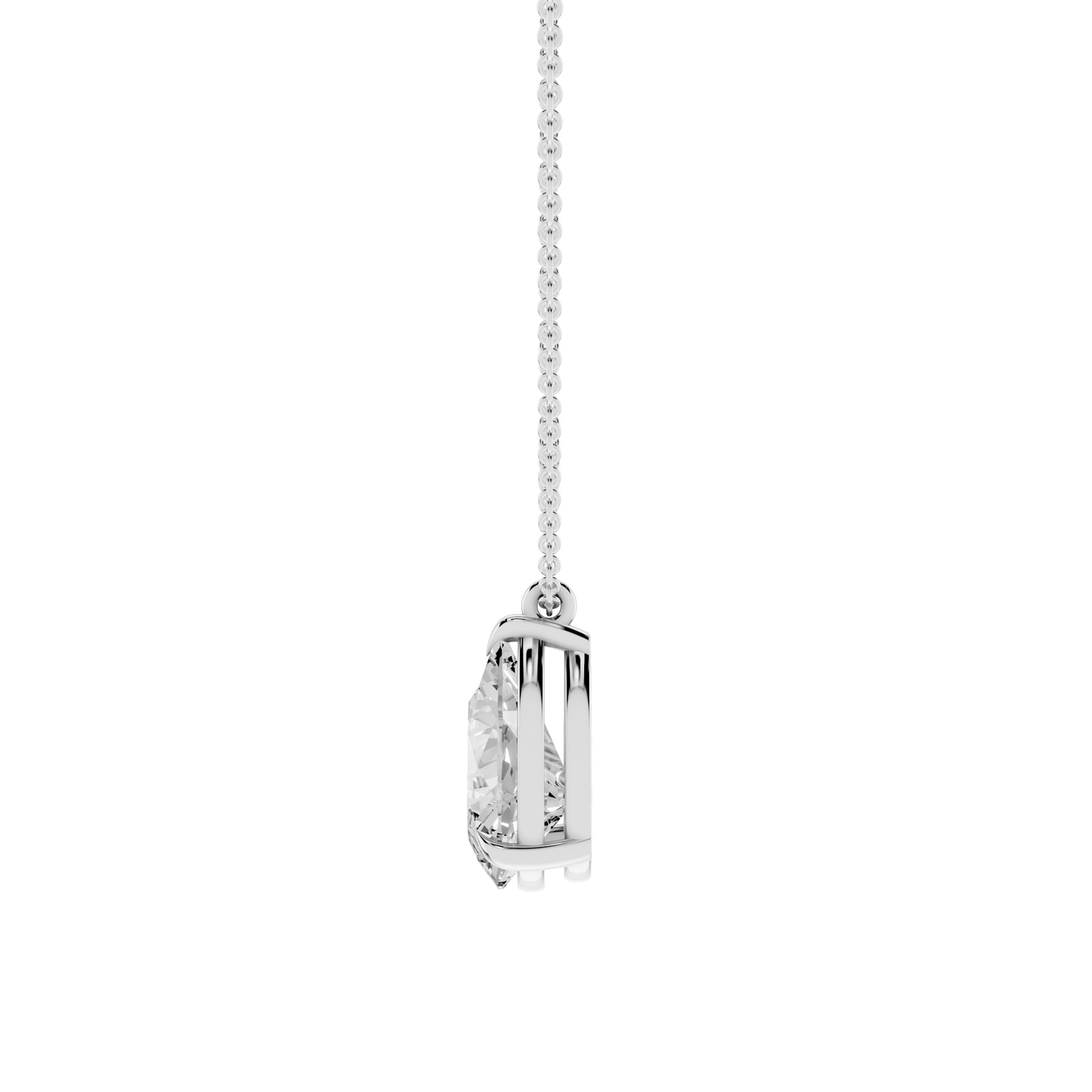 Mayors 18K White Gold 3.00cttw Lab Grown Diamond Pear Cut Solitaire Pendant Necklace