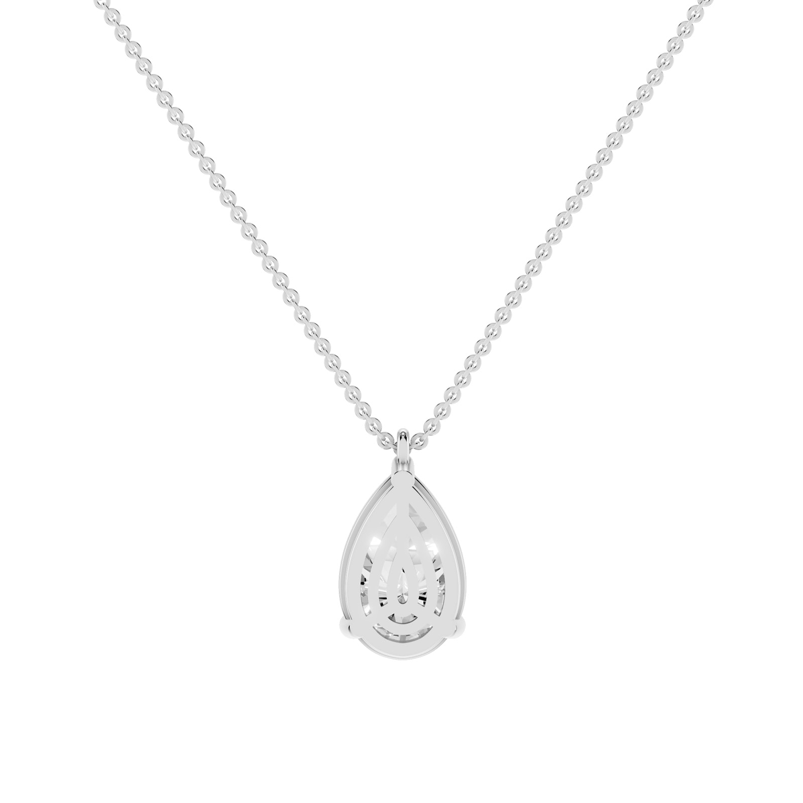 Mayors 18K White Gold 3.00cttw Lab Grown Diamond Pear Cut Solitaire Pendant Necklace