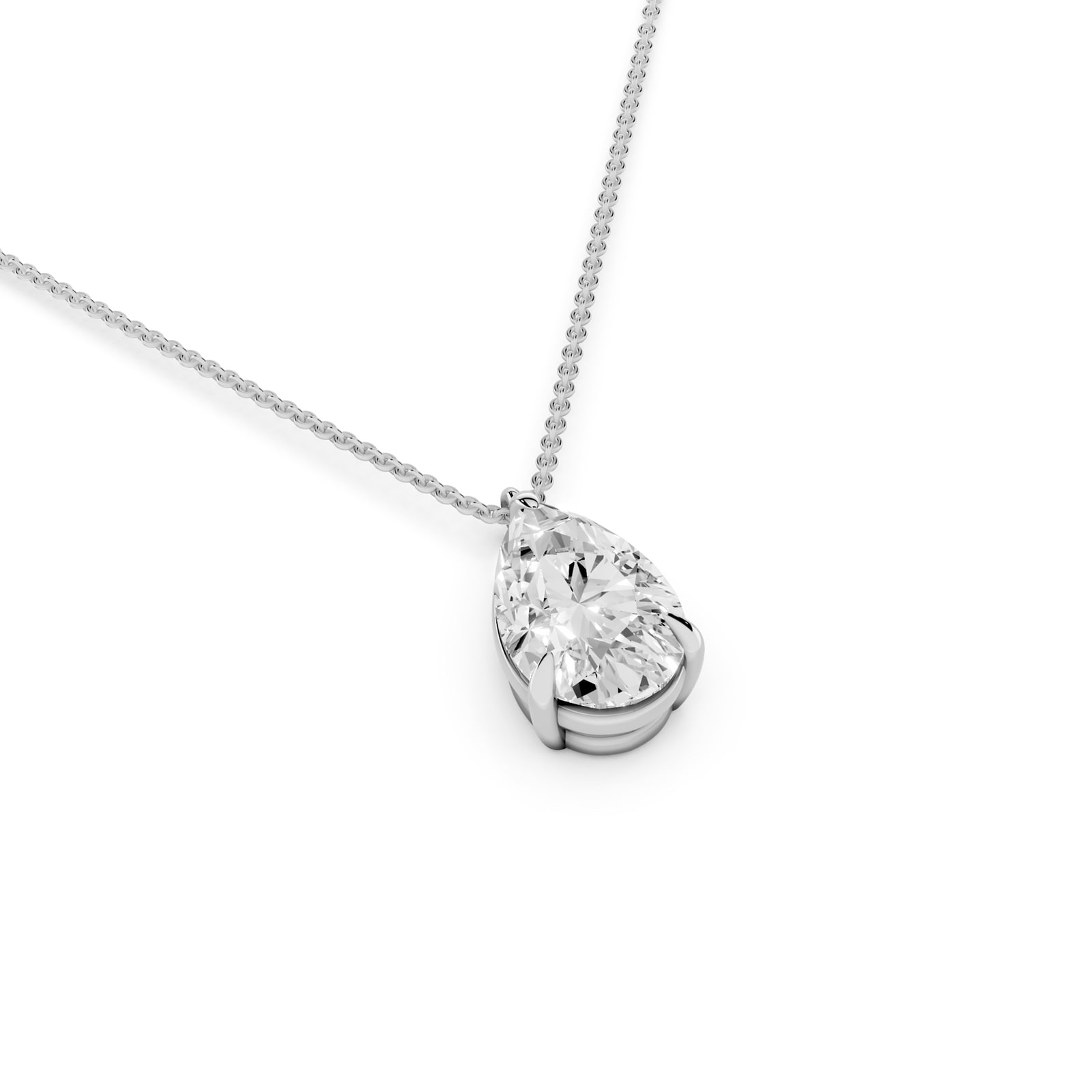 Mayors 18K White Gold 3.00cttw Lab Grown Diamond Pear Cut Solitaire Pendant Necklace