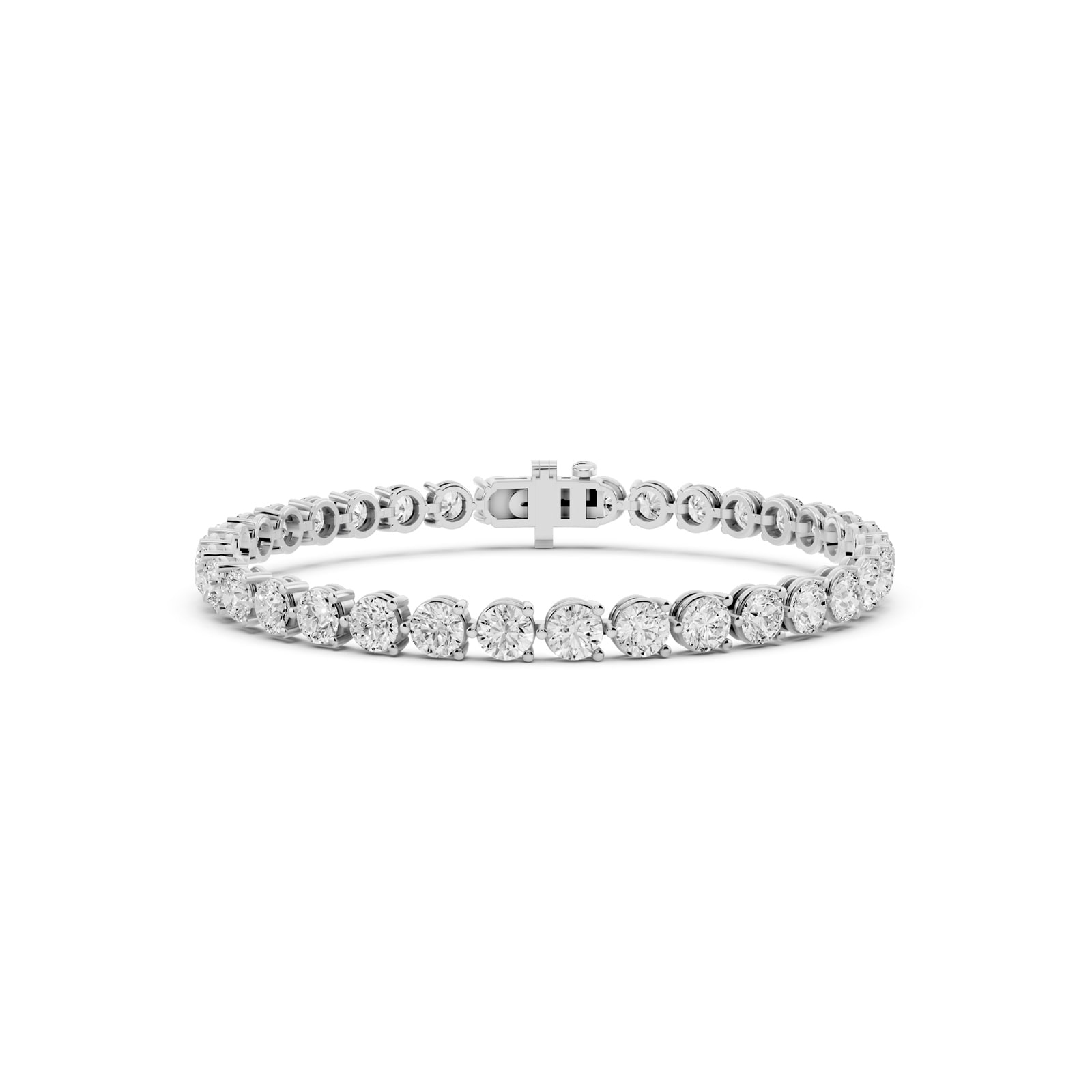 Mayors 18K White Gold 10.00cttw Lab Grown Diamond Round Brilliant Cut Tennis Bracelet