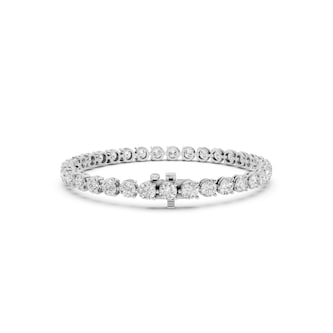 Mayors 18K White Gold 10.00cttw Lab Grown Diamond Round Brilliant Cut Tennis Bracelet