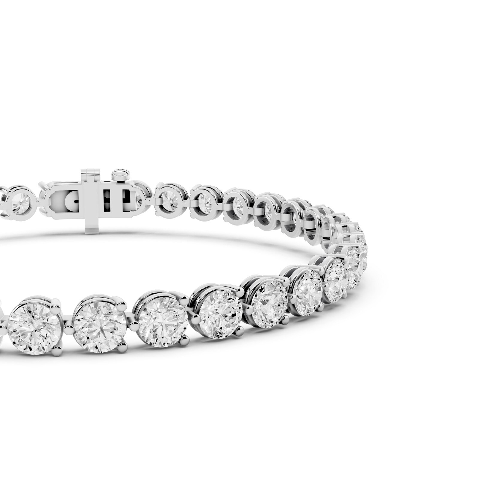 Mayors 18K White Gold 10.00cttw Lab Grown Diamond Round Brilliant Cut Tennis Bracelet
