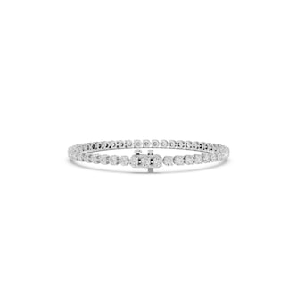 Mayors 18K White Gold 5.00cttw Lab Grown Diamond Round Brilliant Cut Tennis Bracelet