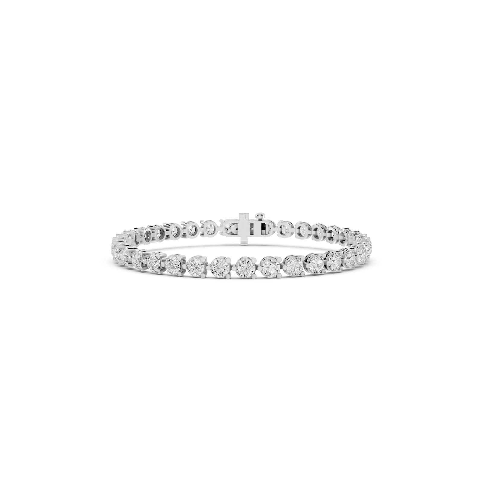 Mayors 18K White Gold 7.00cttw Lab Grown Diamond Round Brilliant Cut Tennis Bracelet