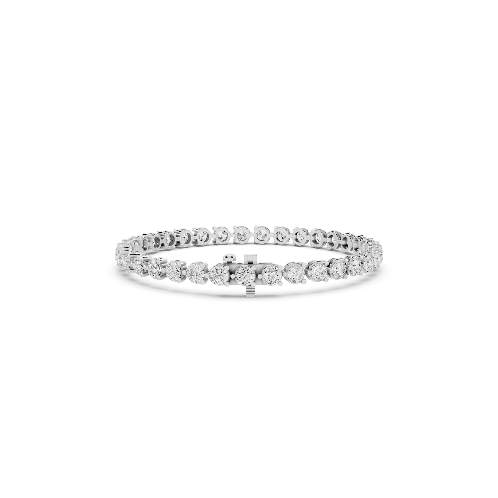 Mayors 18K White Gold 7.00cttw Lab Grown Diamond Round Brilliant Cut Tennis Bracelet