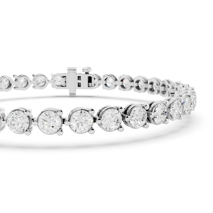 Mayors 18K White Gold 7.00cttw Lab Grown Diamond Round Brilliant Cut Tennis Bracelet