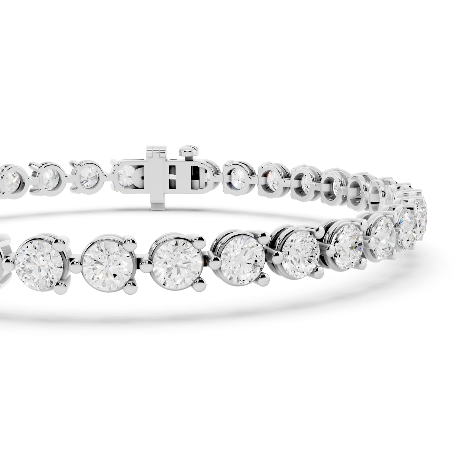 Mayors 18K White Gold 7.00cttw Lab Grown Diamond Round Brilliant Cut Tennis Bracelet