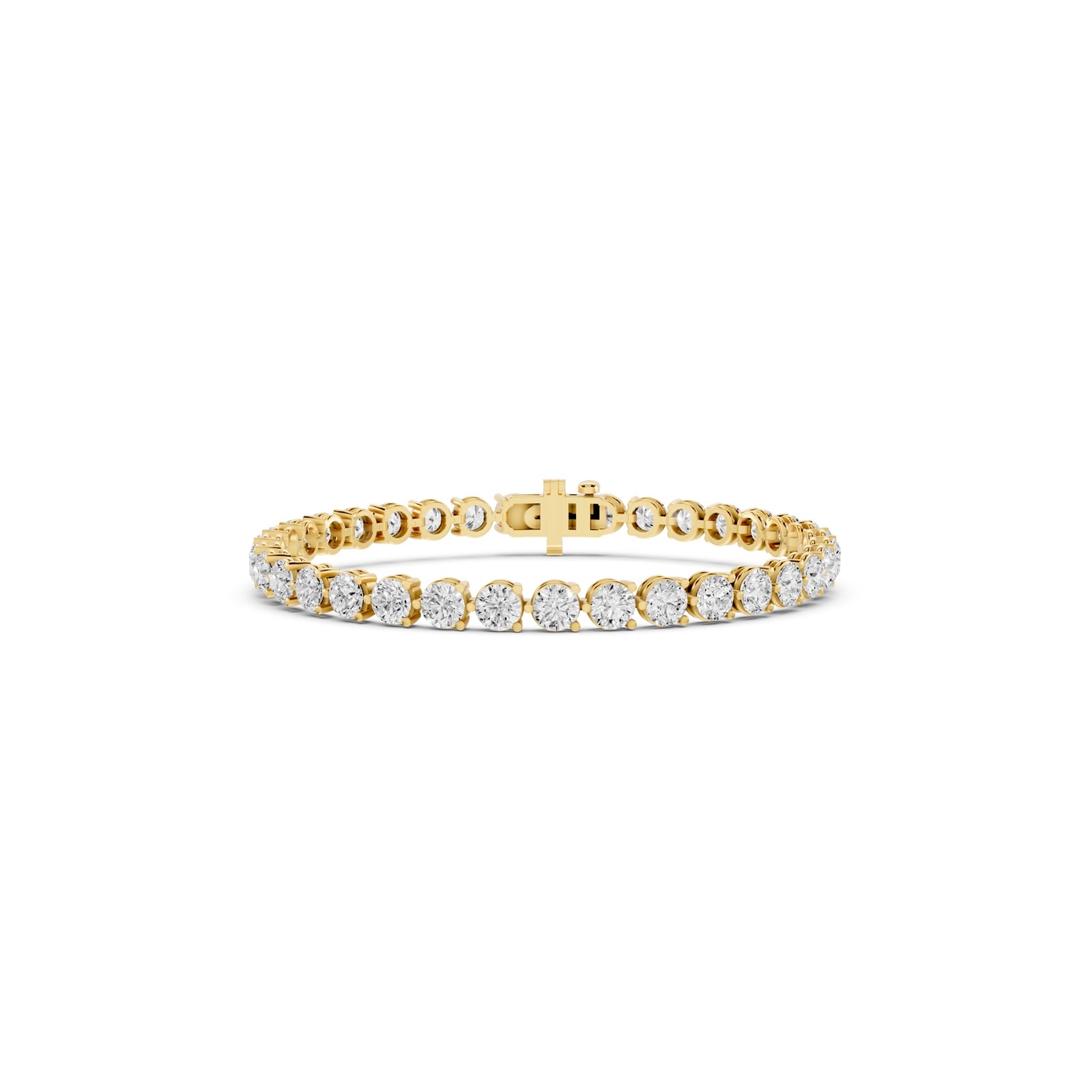 Mayors 18K Yellow Gold 10.00cttw Lab Grown Diamond Round Brilliant Cut Tennis Bracelet