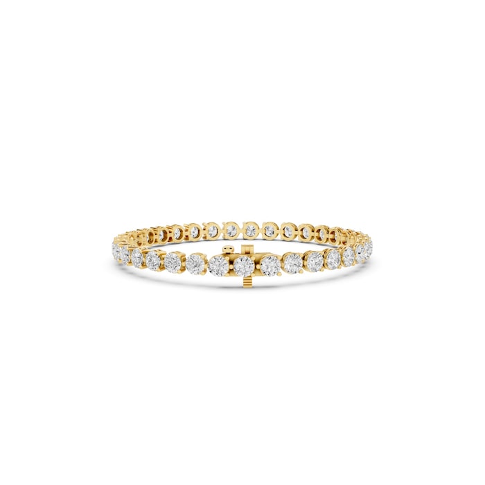 Mayors 18K Yellow Gold 10.00cttw Lab Grown Diamond Round Brilliant Cut Tennis Bracelet
