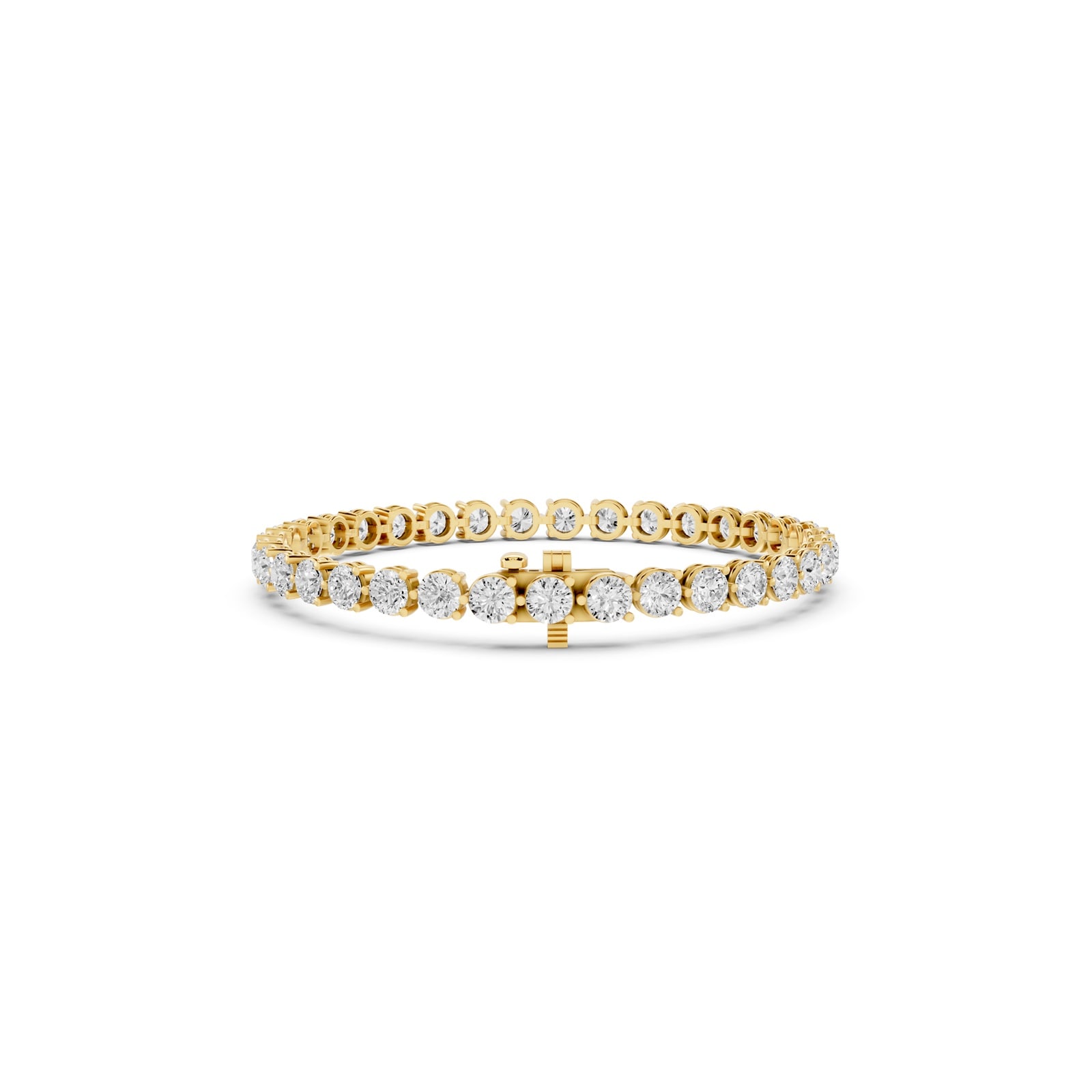 Mayors 18K Yellow Gold 10.00cttw Lab Grown Diamond Round Brilliant Cut Tennis Bracelet