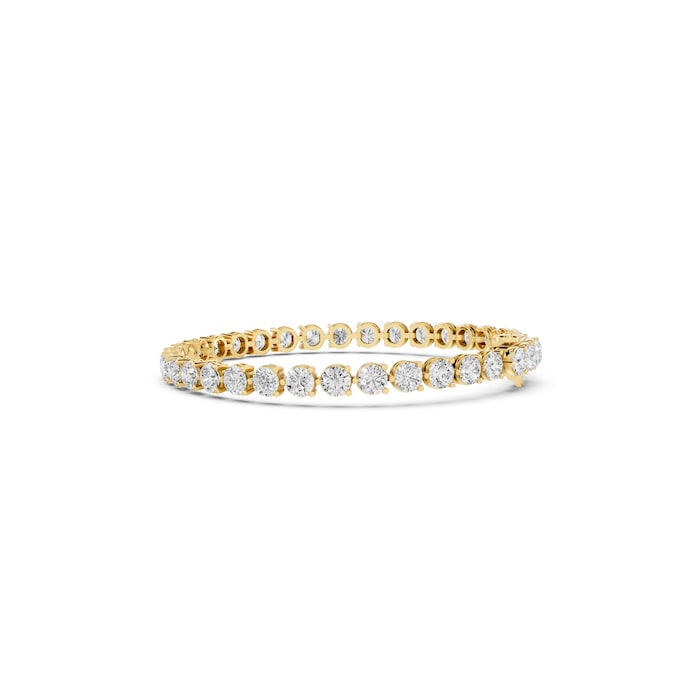 Mayors 18K Yellow Gold 10.00cttw Lab Grown Diamond Round Brilliant Cut Tennis Bracelet