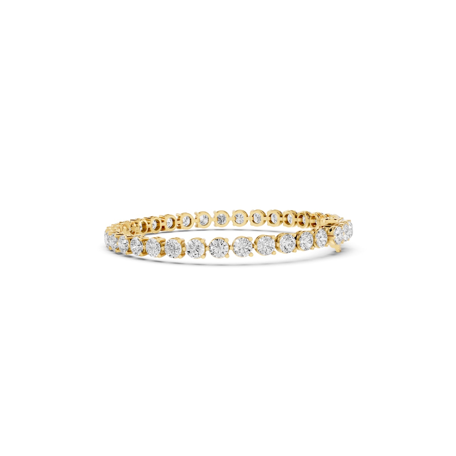 Mayors 18K Yellow Gold 10.00cttw Lab Grown Diamond Round Brilliant Cut Tennis Bracelet