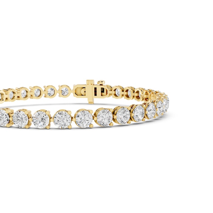 Mayors 18K Yellow Gold 10.00cttw Lab Grown Diamond Round Brilliant Cut Tennis Bracelet