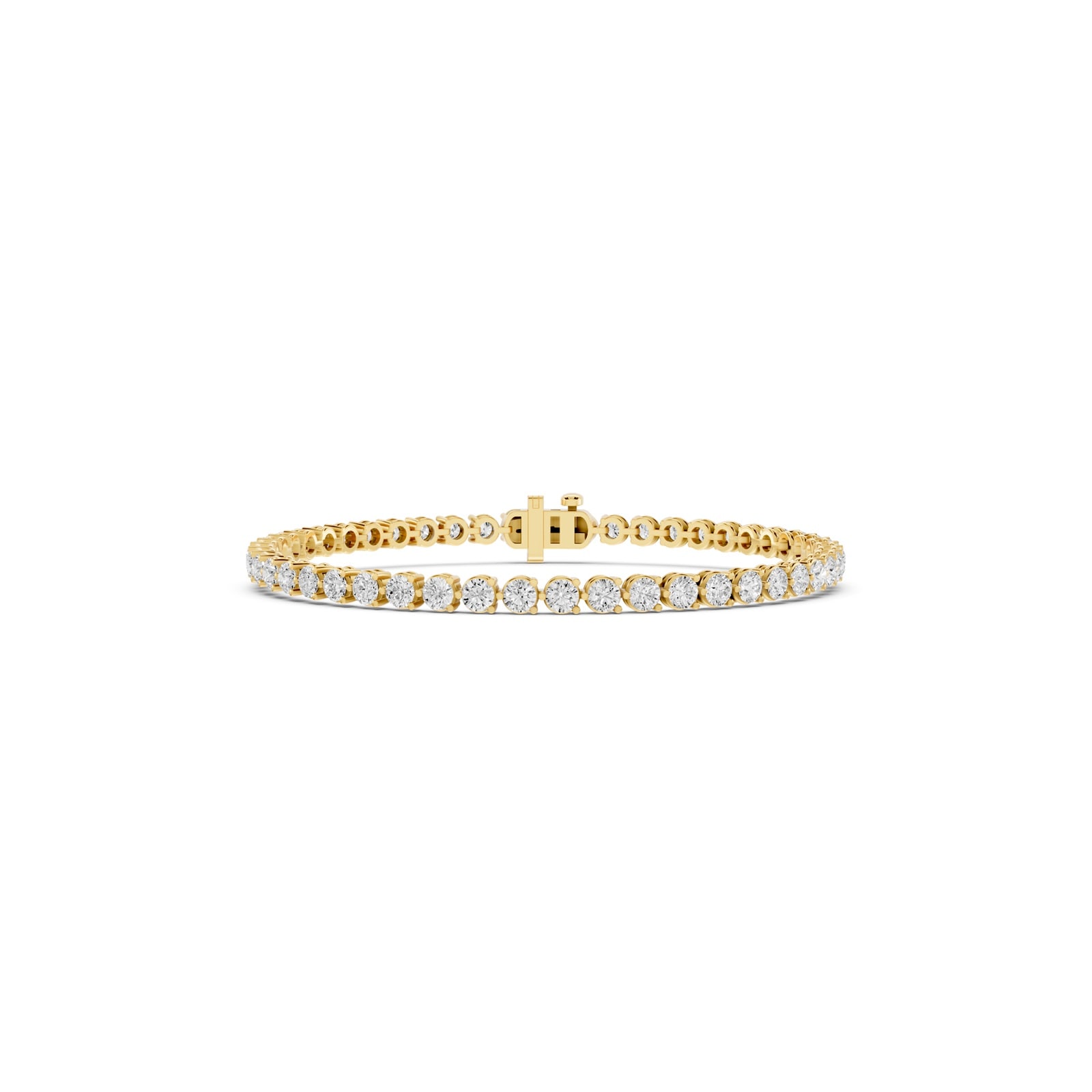 Mayors 18K Yellow Gold 5.00cttw Lab Grown Diamond Round Brilliant Cut Tennis Bracelet
