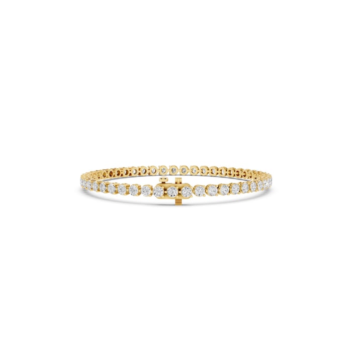 Mayors 18K Yellow Gold 5.00cttw Lab Grown Diamond Round Brilliant Cut Tennis Bracelet