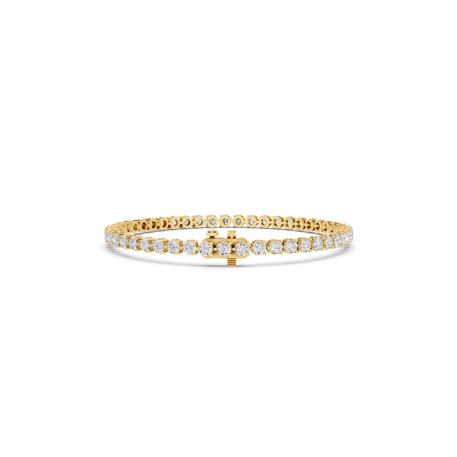 Mayors 18K Yellow Gold 5.00cttw Lab Grown Diamond Round Brilliant Cut Tennis Bracelet