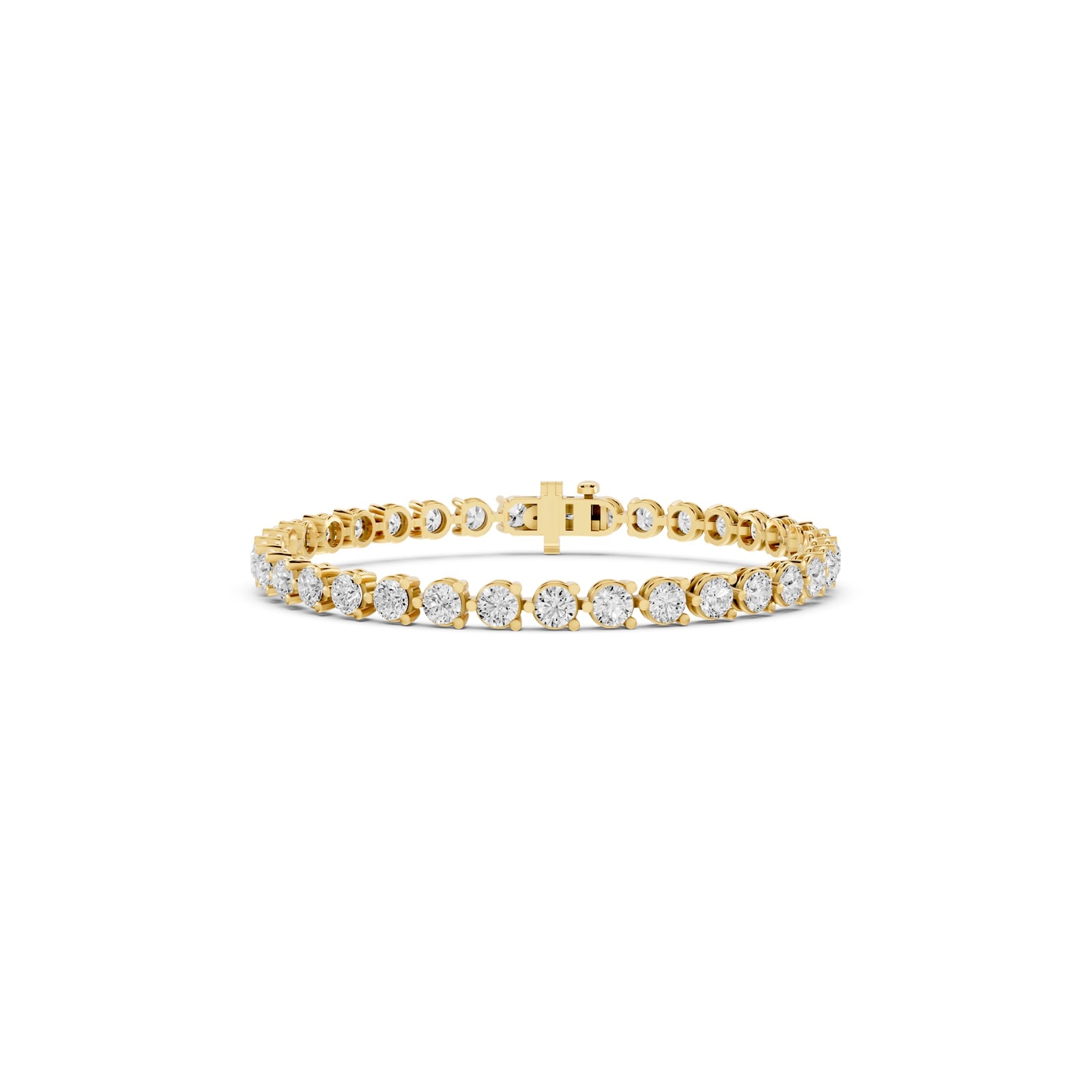 Mayors 18K Yellow Gold 7.00cttw Lab Grown Diamond Round Brilliant Cut Tennis Bracelet