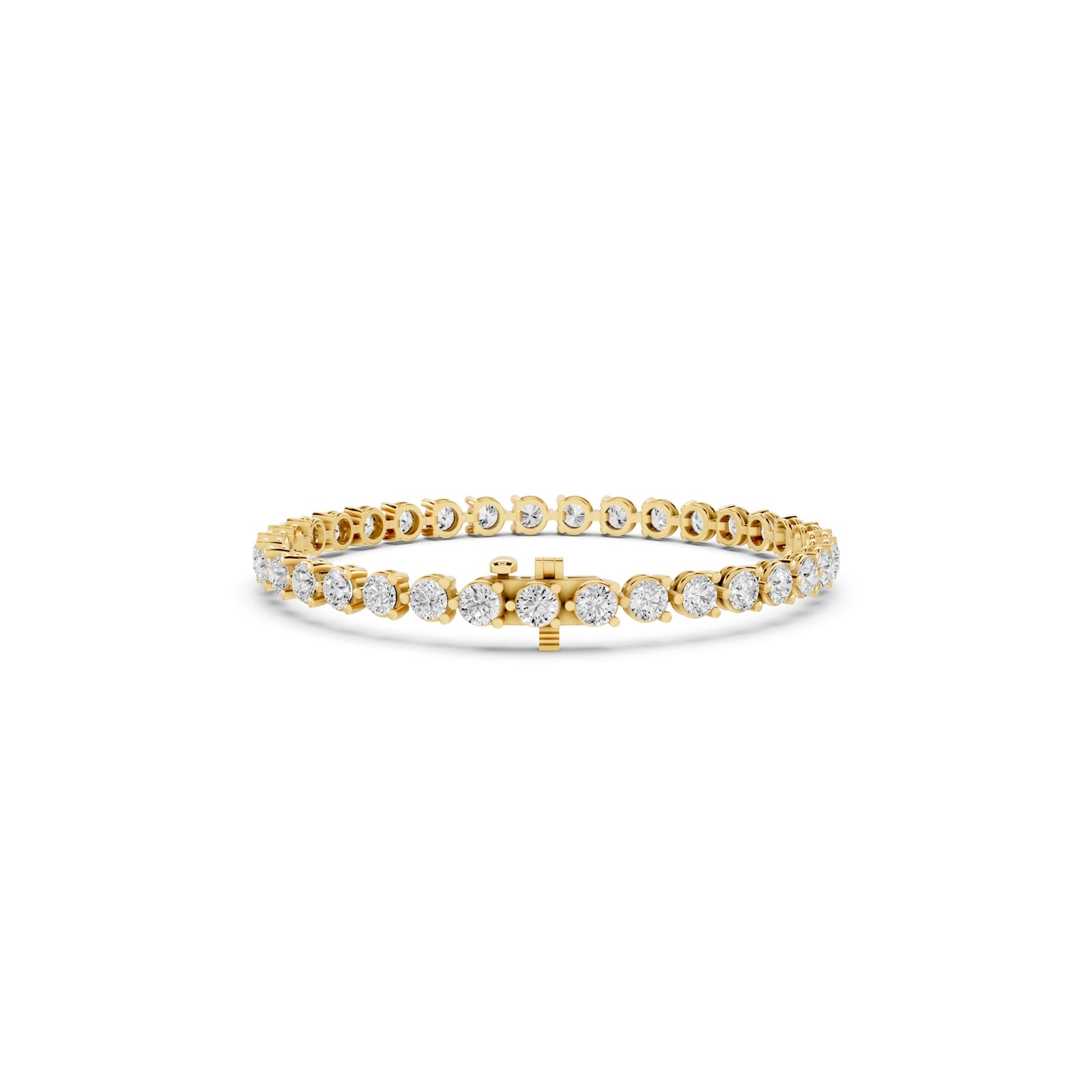 Mayors 18K Yellow Gold 7.00cttw Lab Grown Diamond Round Brilliant Cut Tennis Bracelet