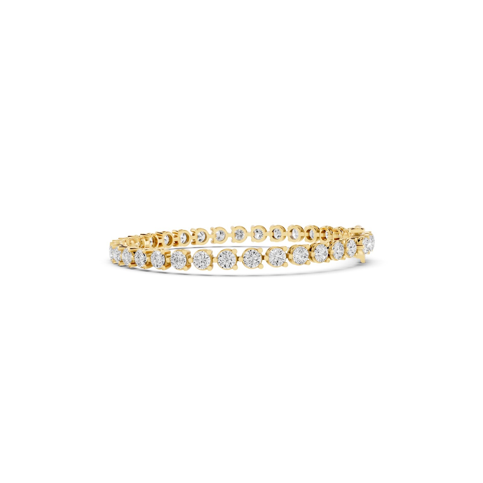 Mayors 18K Yellow Gold 7.00cttw Lab Grown Diamond Round Brilliant Cut Tennis Bracelet