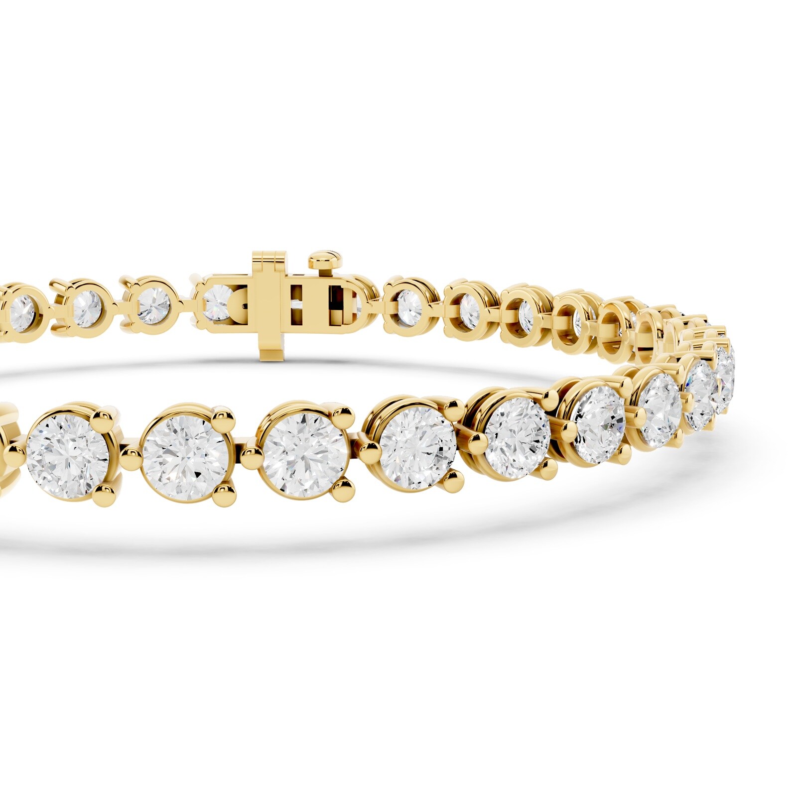 Mayors 18K Yellow Gold 7.00cttw Lab Grown Diamond Round Brilliant Cut Tennis Bracelet