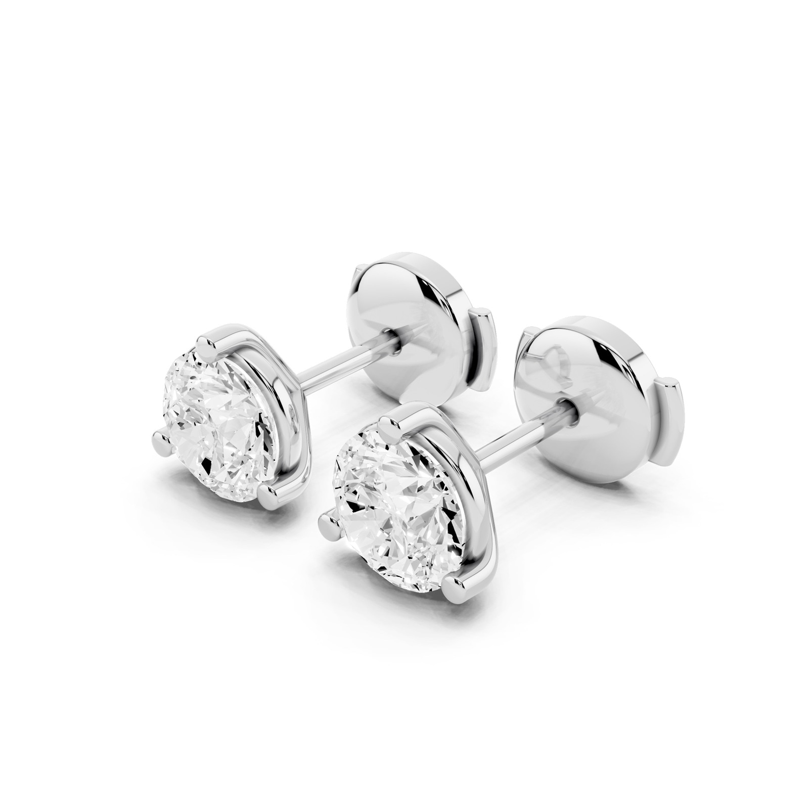 Mayors Platinum 2.00cttw Lab Grown Diamond Round Brilliant Cut Stud Earrings