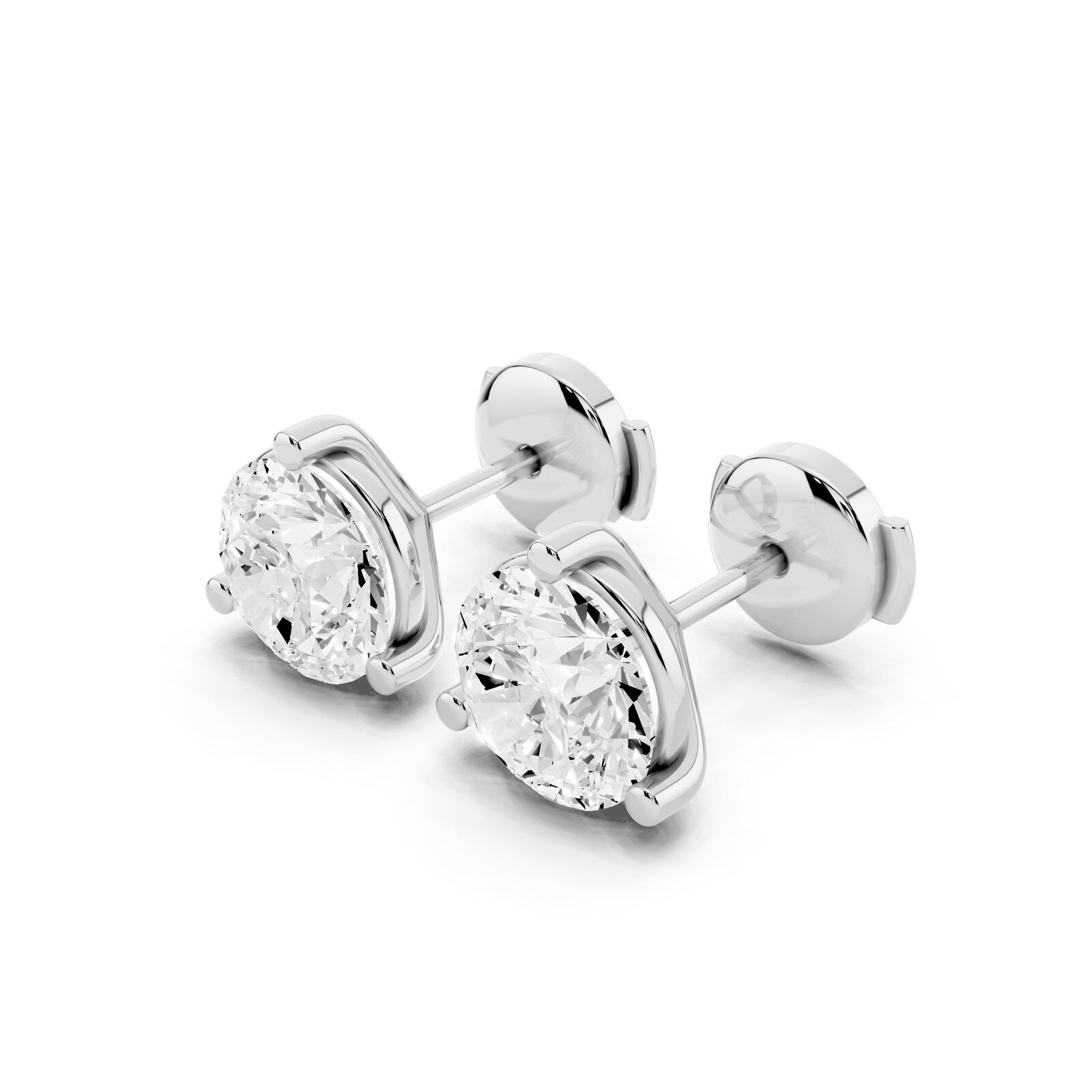 Mayors Platinum 4.00cttw Lab Grown Diamond Round Brilliant Cut Stud Earrings