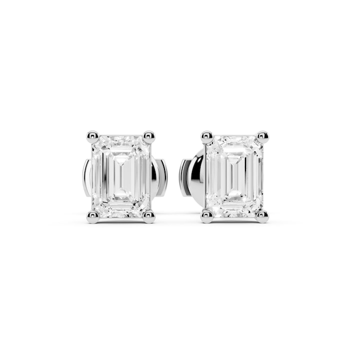 Mayors Platinum 2.00cttw Lab Grown Diamond Emerald Cut Stud Earrings