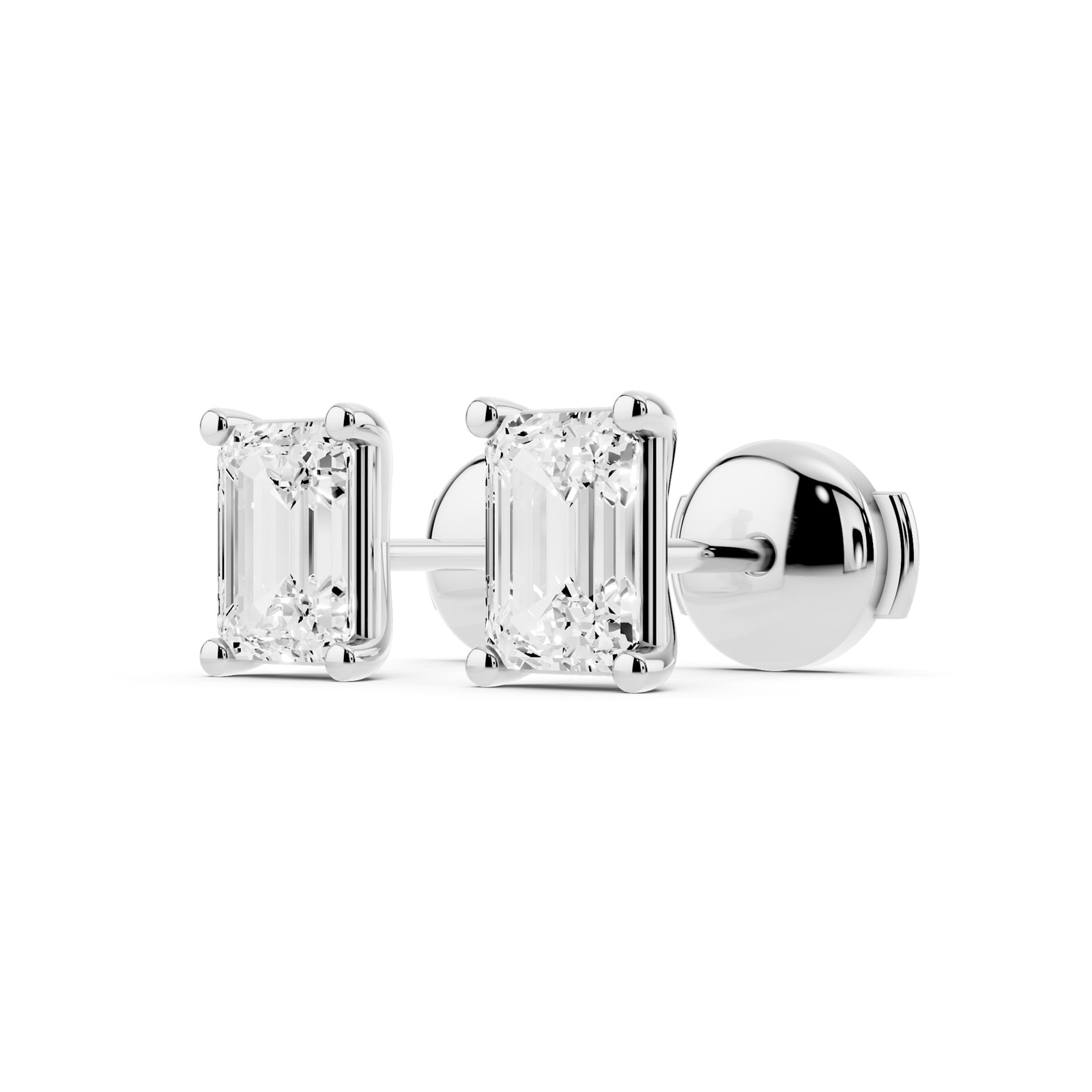 Mayors Platinum 2.00cttw Lab Grown Diamond Emerald Cut Stud Earrings