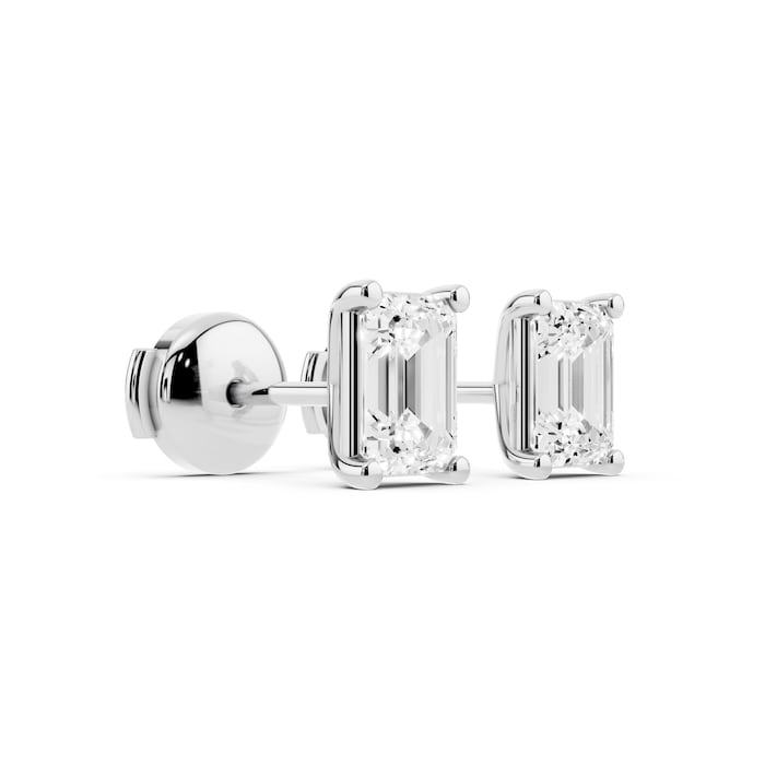 Mayors Platinum 2.00cttw Lab Grown Diamond Emerald Cut Stud Earrings