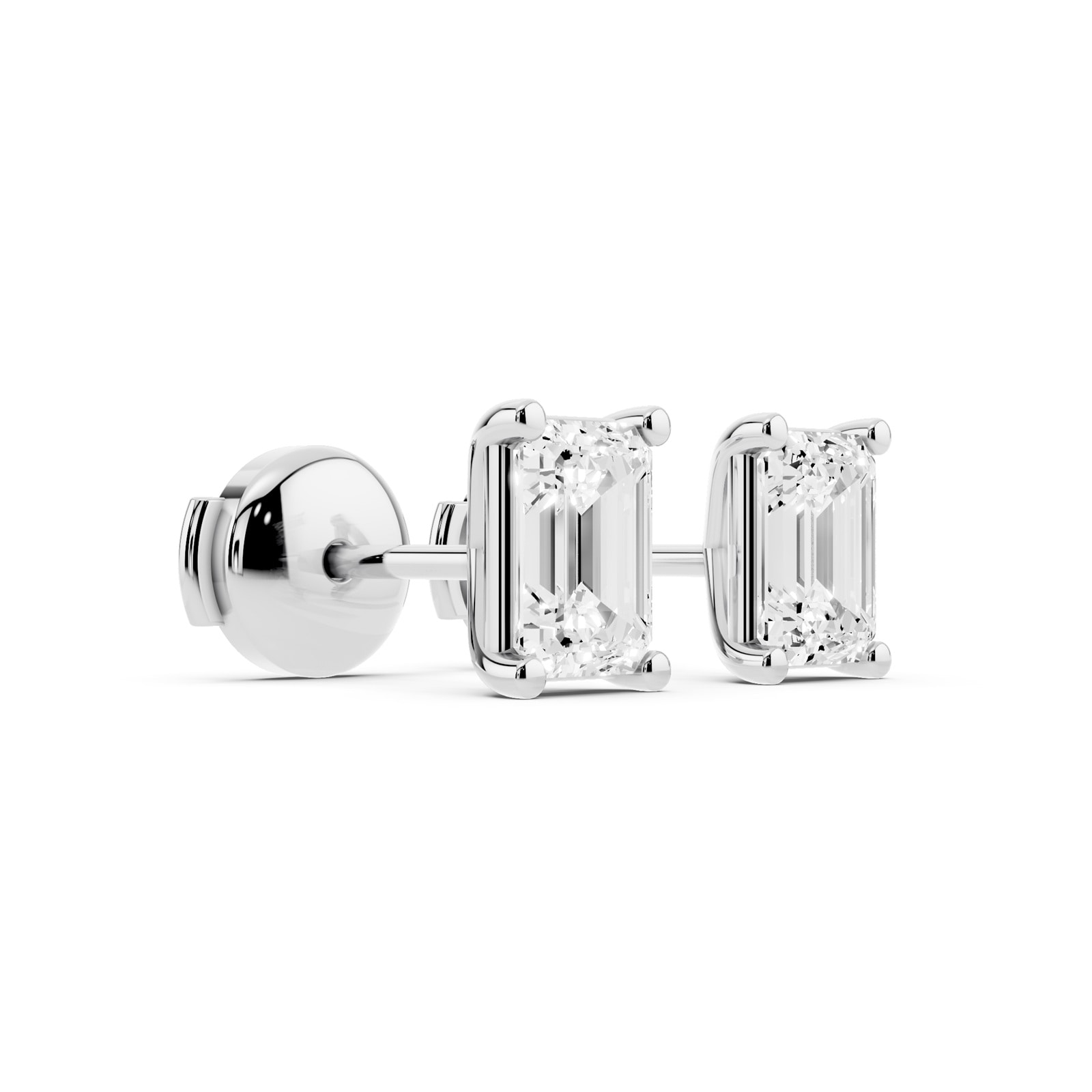 Mayors Platinum 2.00cttw Lab Grown Diamond Emerald Cut Stud Earrings