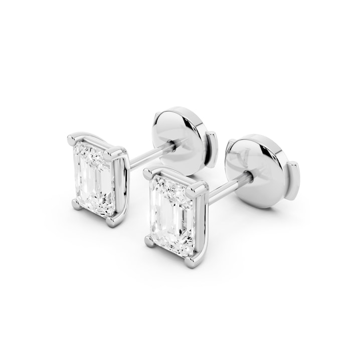 Mayors Platinum 2.00cttw Lab Grown Diamond Emerald Cut Stud Earrings