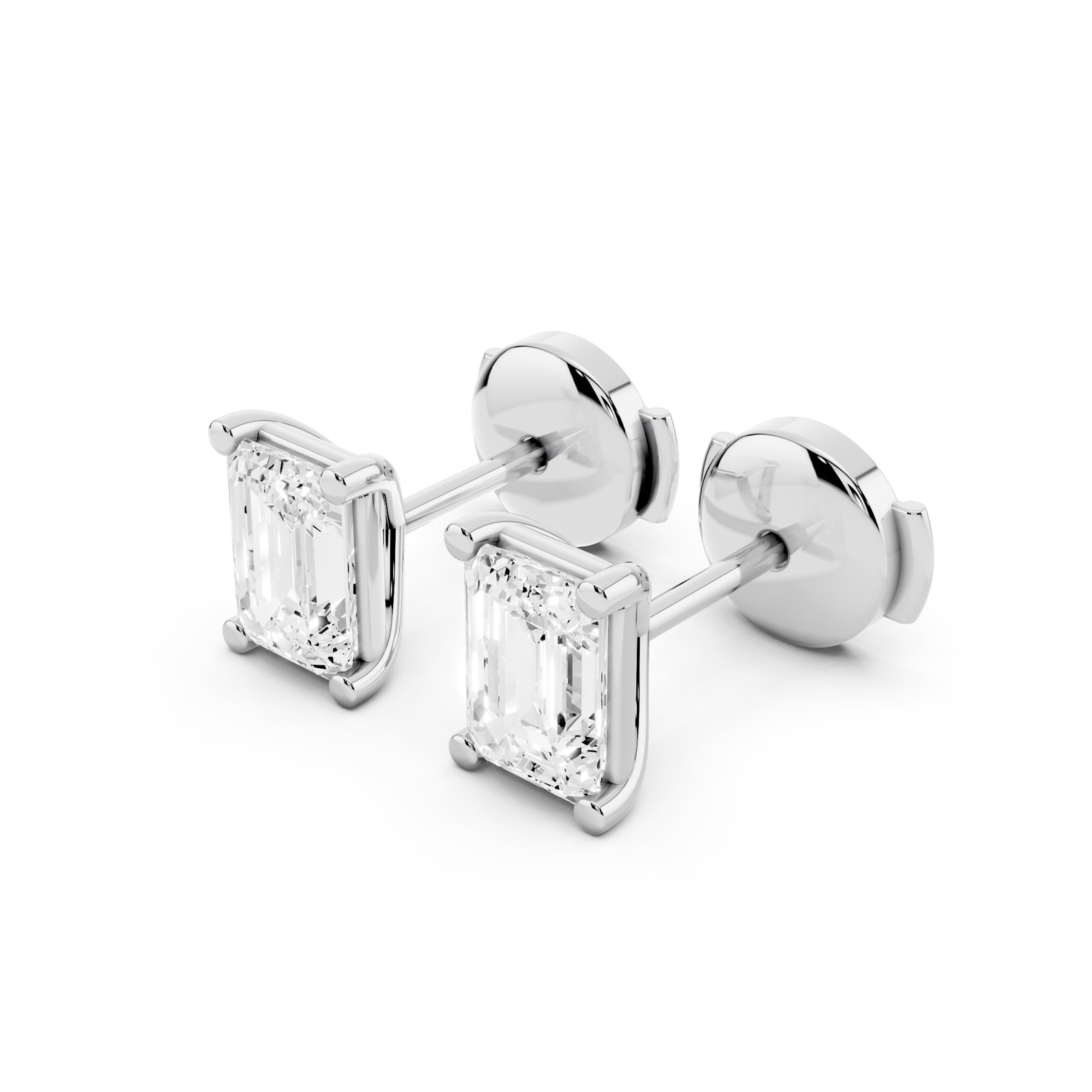 Mayors Platinum 2.00cttw Lab Grown Diamond Emerald Cut Stud Earrings