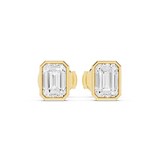 Mayors 18K Yellow Gold 1.50cttw Lab Grown Diamond Emerald Cut Bezel Set Stud Earrings