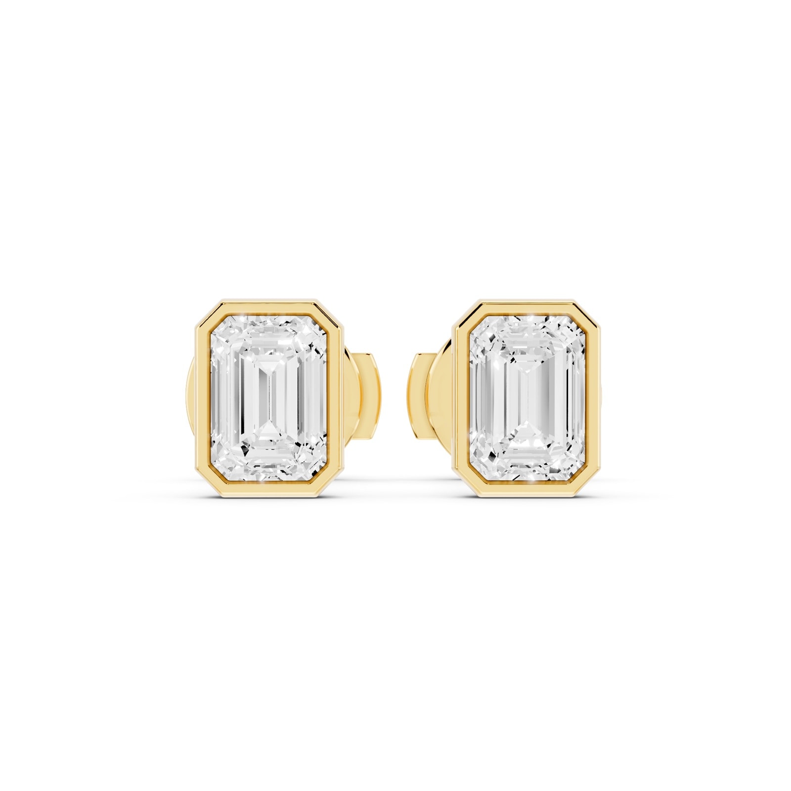 Mayors 18K Yellow Gold 1.50cttw Lab Grown Diamond Emerald Cut Bezel Set Stud Earrings
